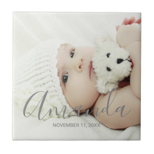 Custom Photo with Custom Name and Text Ceramic Tile