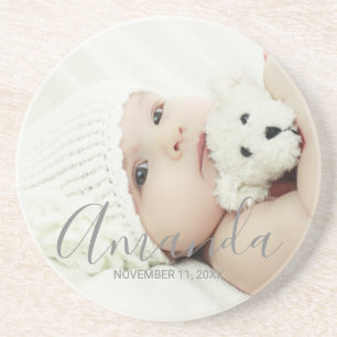 Custom Photo with Custom Name and Text Coaster