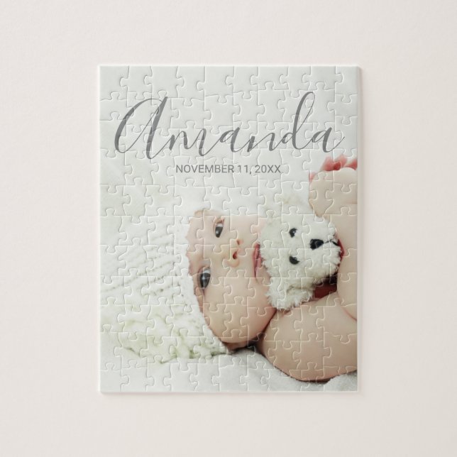 Custom Photo with Custom Name and Text Jigsaw Puzzle (Vertical)