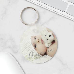 Custom Photo with Custom Name and Text Key Ring