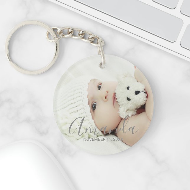 Custom Photo with Custom Name and Text Key Ring (Creator Uploaded)