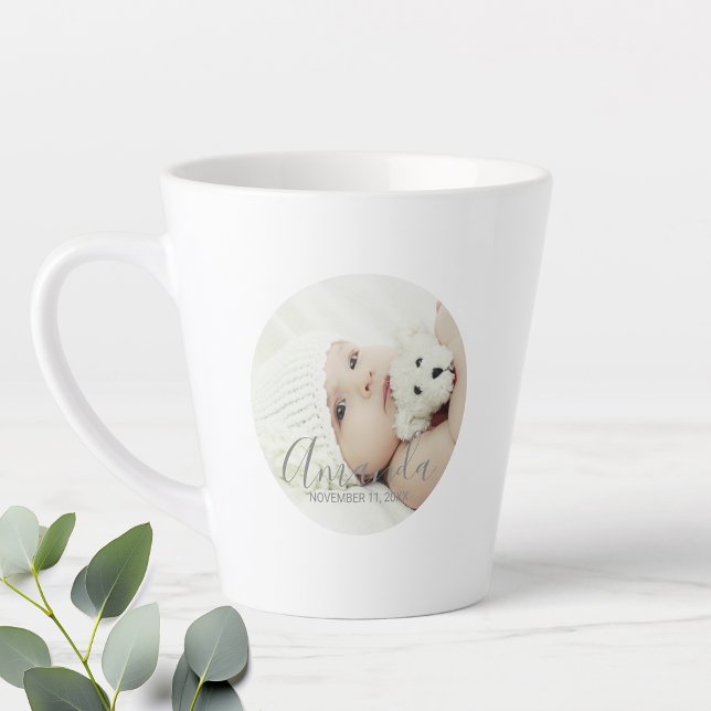 Custom Photo with Custom Name and Text Latte Mug (Creator Uploaded)