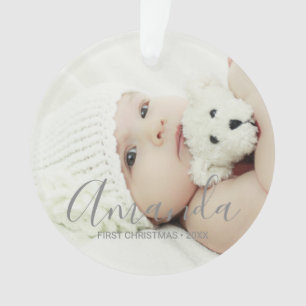 Custom Photo with Custom Name and Text Ornament