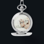 Custom Photo with Custom Name Watch<br><div class="desc">Create a personalised photo gift with your own photo, from your beloved family photo to your adorable pet photo, to make your design unique. This design features custom photo with custom name in modern script font style. Perfect as holiday gift for family, gift for newlyweds, family reunion favours and gift...</div>