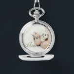 Custom Photo with Custom Name Watch<br><div class="desc">Create a personalised photo gift with your own photo, from your beloved family photo to your adorable pet photo, to make your design unique. This design features custom photo with custom name in modern script font style. Perfect as holiday gift for family, gift for newlyweds, family reunion favours and gift...</div>