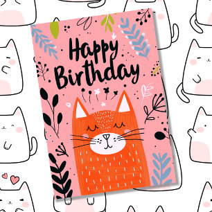 Custom Photo with Cute Orange Cat Illustration Art Card