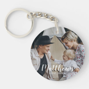 Custom photo with family name and established year key ring