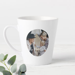 Custom photo with family name and established year latte mug