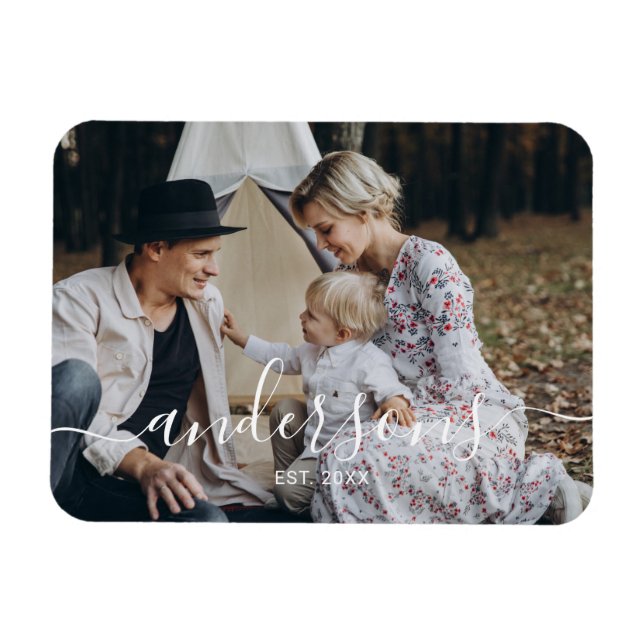 Custom photo with family name and established year magnet (Horizontal)