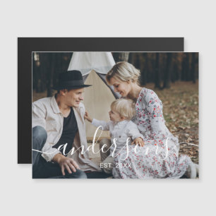 Custom photo with family name and established year magnetic invitation