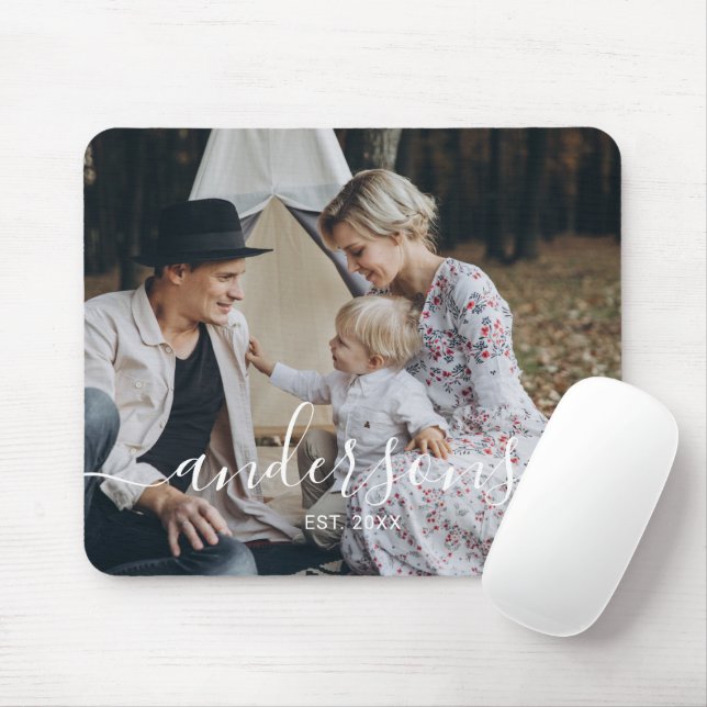 Custom photo with family name and established year mouse pad (With Mouse)