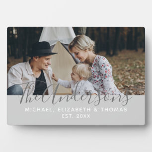 Custom photo with family name and established year plaque