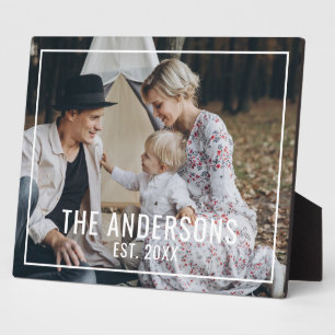 Custom photo with family name and established year plaque