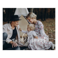 Custom photo with family name and established year