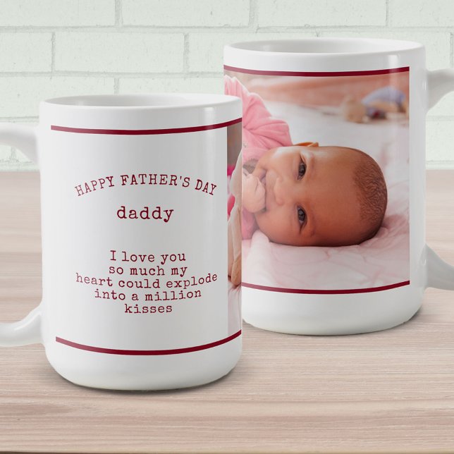 Custom Photo with Fathers Day Poem Dark Red Coffee Mug (Creator Uploaded)