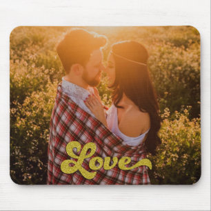 Custom Photo with Gold Love Mouse Pad