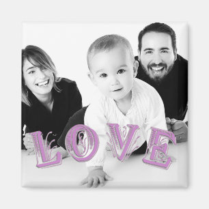 Custom Photo with Love Lettering Overlay Magnet