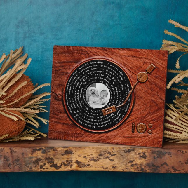 Custom Photo With Love Message Rustic Wood Photo  Plaque (Side)