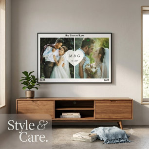 Custom Photo with Monogram and Date Symbol of Love Canvas Print