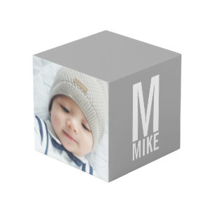 Custom Photo with Monogram and Name Cube