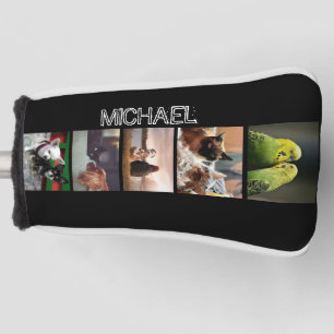 Custom photo with name on side family   5 black golf head cover
