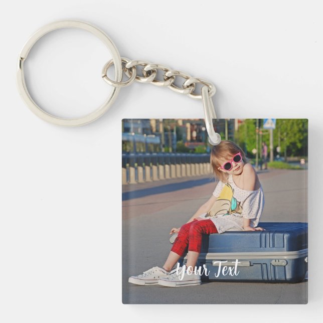 Custom Photo with Text Personalised Keychain (Front)