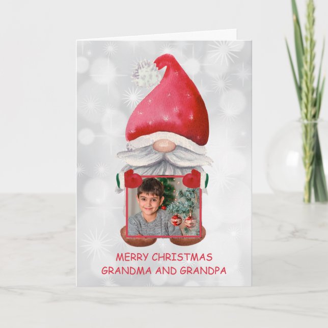 Custom Photo With Watercolor Gnome  Card (Front)