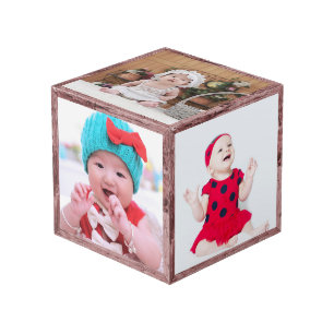 Custom Photo with wooden Frame 4" Photo Cube