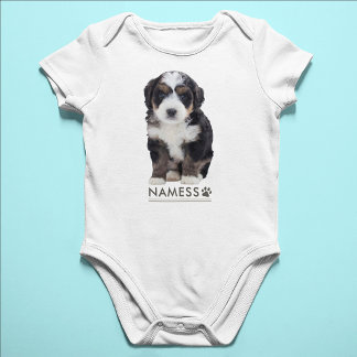 Custom Photo With Your Pet Dog Name Picture On Baby Bodysuit