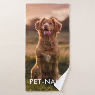 Custom Photo With Your Pet Dog Name Picture On Bath Towel