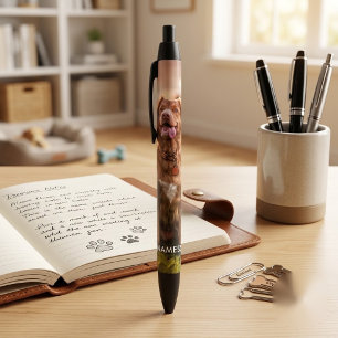 Custom Photo With Your Pet Dog Name Picture On Black Ink Pen