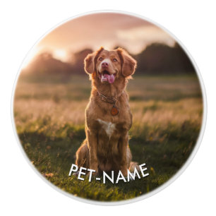 Custom Photo With Your Pet Dog Name Picture On Ceramic Knob