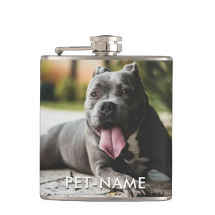 Custom Photo With Your Pet Dog Name Picture On Hip Flask