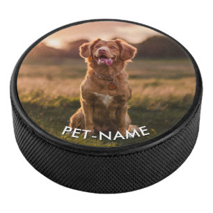 Custom Photo With Your Pet Dog Name Picture On Hockey Puck