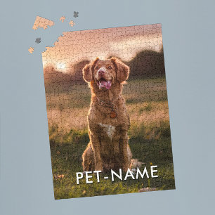 Custom Photo With Your Pet Dog Name Picture On Jigsaw Puzzle