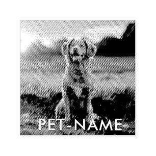 Custom Photo With Your Pet Dog Name Picture On Self-inking Stamp