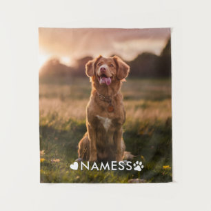 Custom Photo With Your Pet Dog Name Picture On Tapestry