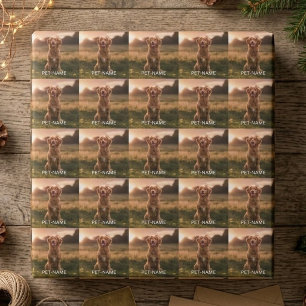 Custom Photo With Your Pet Dog Name Picture On Wrapping Paper