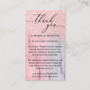 Custom Photo Wooden Glitz Sparkle Pink Thank You Enclosure Card