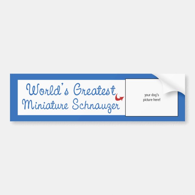 Custom Photo! Worlds Greatest Miniature Schnauzer Bumper Sticker (Front)