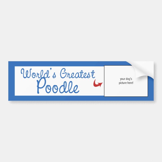 Custom Photo! Worlds Greatest Poodle Bumper Sticker (Front)