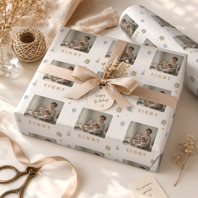 Custom Photo Wrapping Paper Age 8 (Creator Uploaded)