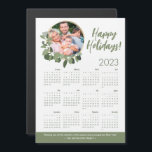 Custom Photo Wreath 2023 Calendar Happy Holidays<br><div class="desc">How about a useable Christmas card this year? Customise the family photo, message, and famly name on these magnets, which includes a 2023 calendar. A memorable greeting card that family and friends will surely keep. Everytime they look at the date they'll be reminded of your thoughtful Holiday greeting. Featuring my...</div>