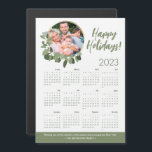Custom Photo Wreath 2023 Calendar Happy Holidays<br><div class="desc">How about a useable Christmas card this year? Customise the family photo, message, and famly name on these magnets, which includes a 2023 calendar. A memorable greeting card that family and friends will surely keep. Everytime they look at the date they'll be reminded of your thoughtful Holiday greeting. Featuring my...</div>