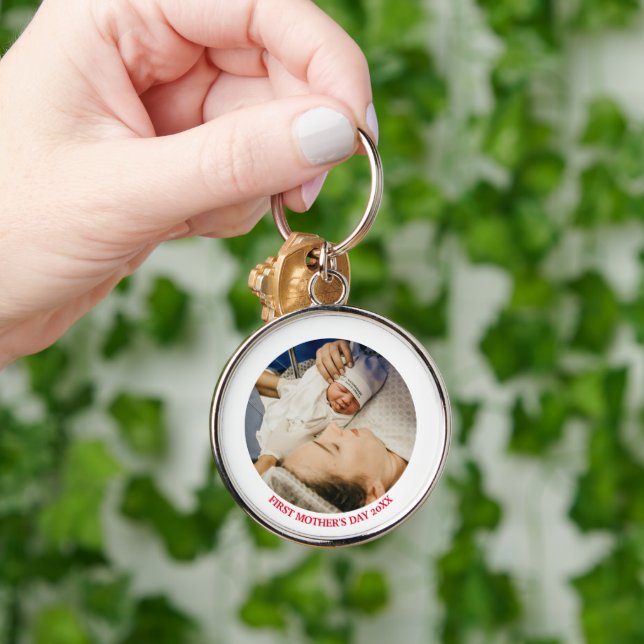 Custom Photo Year First Mothers Day Baby New Mum Key Ring (Hand)