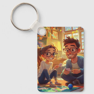 Custom Photo & Year Wedding Anniversary Couples Key Ring