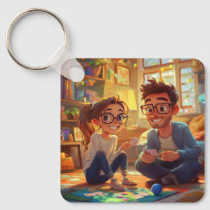 Custom Photo & Year Wedding Anniversary Couples Key Ring