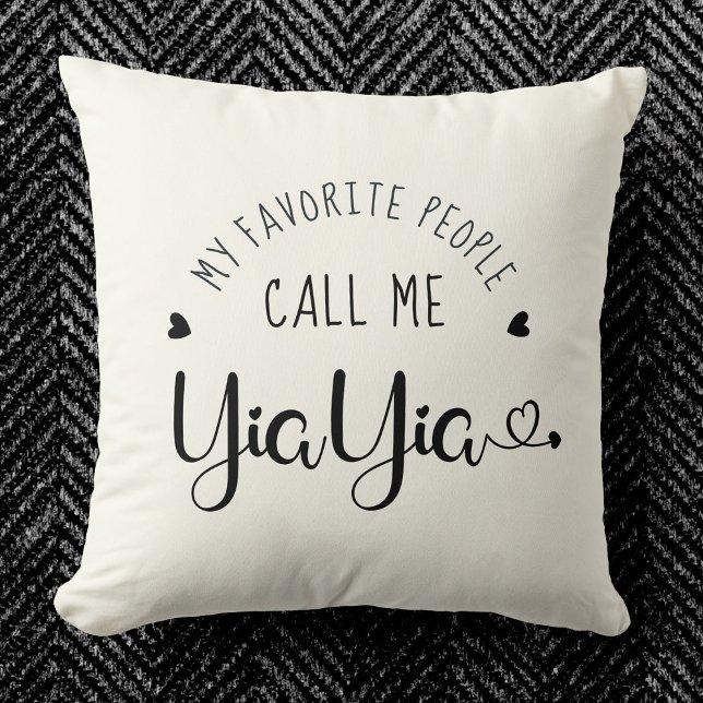 Custom Photo YiaYia Modern Swirly Heart Script  Cushion (Creator Uploaded)