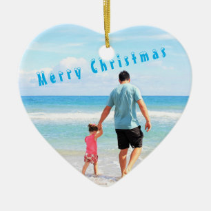 Custom Photo Your Own Design Best Dad Christmas Ceramic Ornament