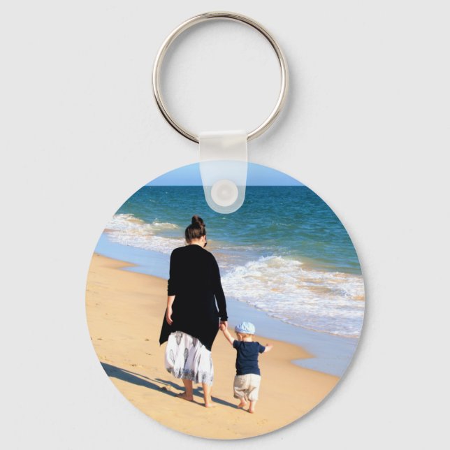 Custom Photo - Your Own Design - With MOM  Key Ring (Front)